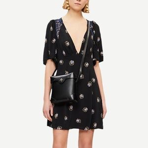 Free People Mockingbird Lace Inset Mini Dress Black Combo Boho Size 2